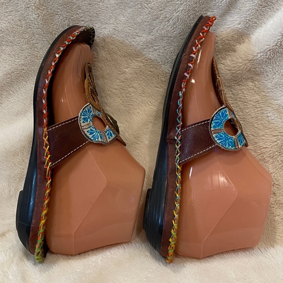 Corkys Antiqua Leather Hand-Painted Boho Toe Post Thong Sandals Size 7 VGC - Picture 5 of 11